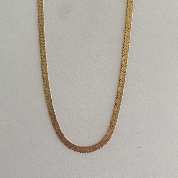 Gold Herringbone Necklace, Gold Snake Chain Necklace, Layered Necklace Gold - Picture 2 of 6